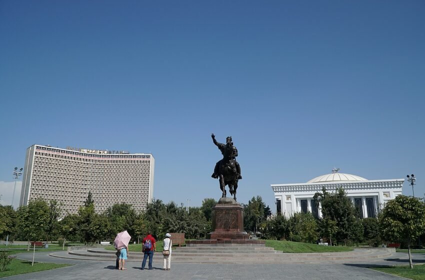 Amir Temur Square and equestrian statue in central Tashkent